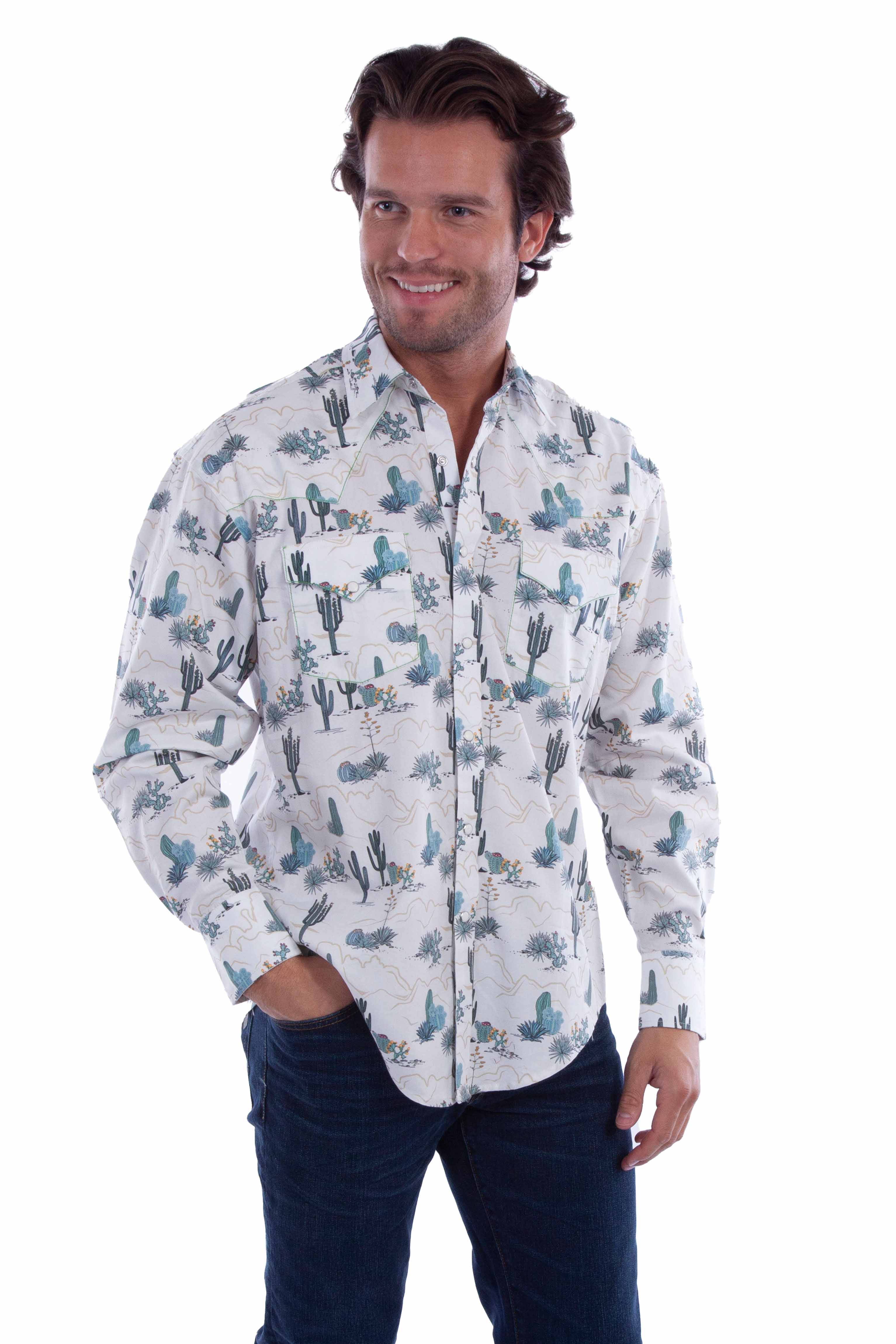 cactus man dress shirts Cactus Men Button up Shirt, Desert Black Western Short Sleeve Print Casual Buttoned Down Summer Male Guys Collared Designer Dress